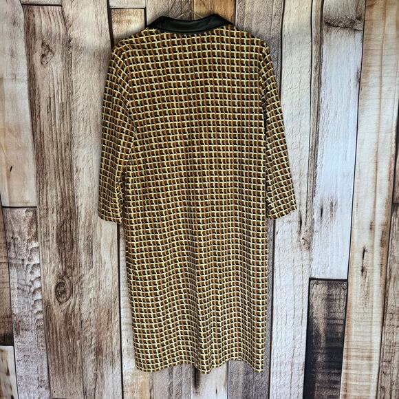 J.McLaughlin Falcon Bainbridge Woven Midi Dress XL Geometric Print Vegan Leather - Picture 2 of 9